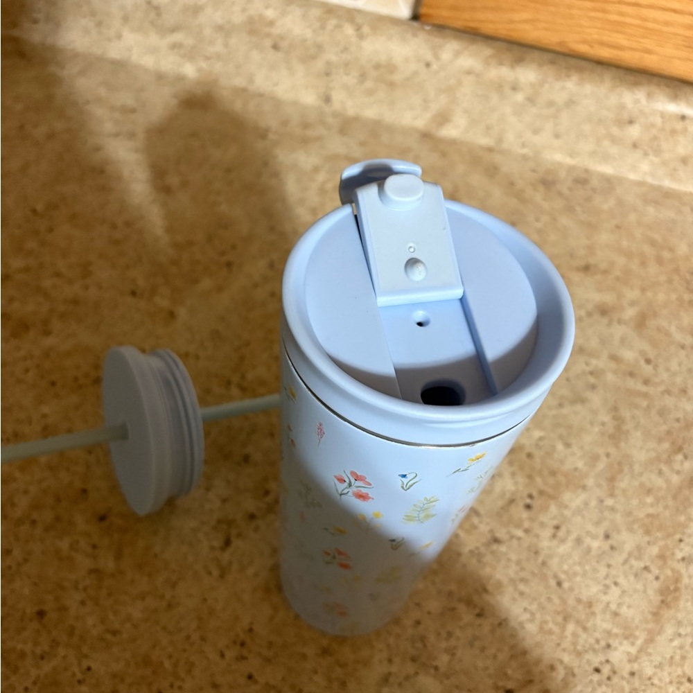 SLM Floral Blue Tumbler with Straw - Picture 5 of 5